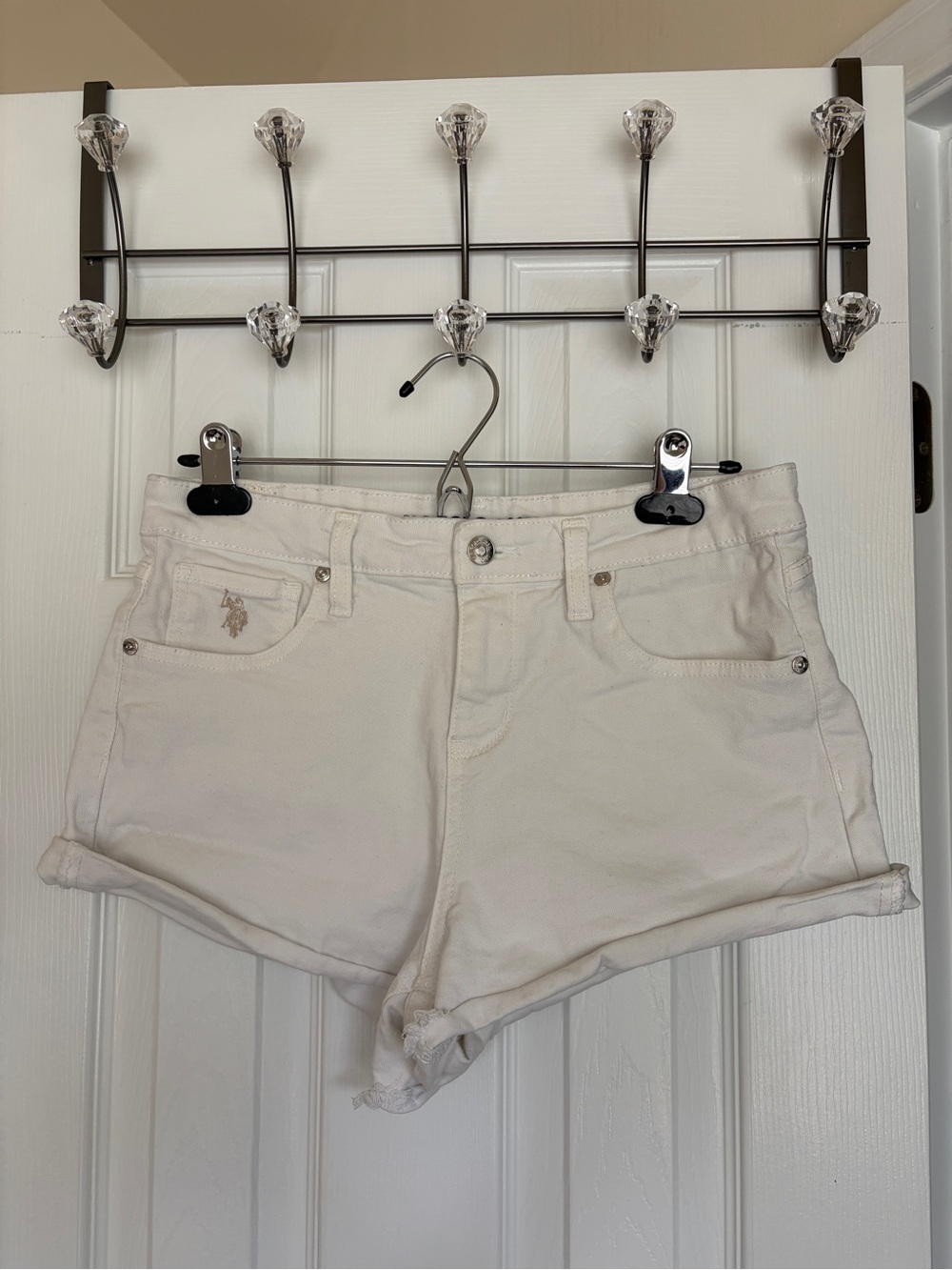 US Polo Assn white denim shorts size8